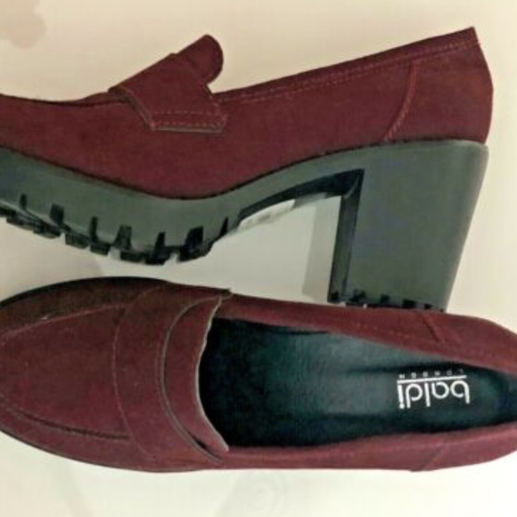 Baldi Burgundy Heels Loafers sz 6 - Picture 3 of 4